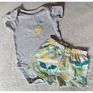 shirt and shorts Bundles Baby Place 0 to 3 months lemons limes infant wear